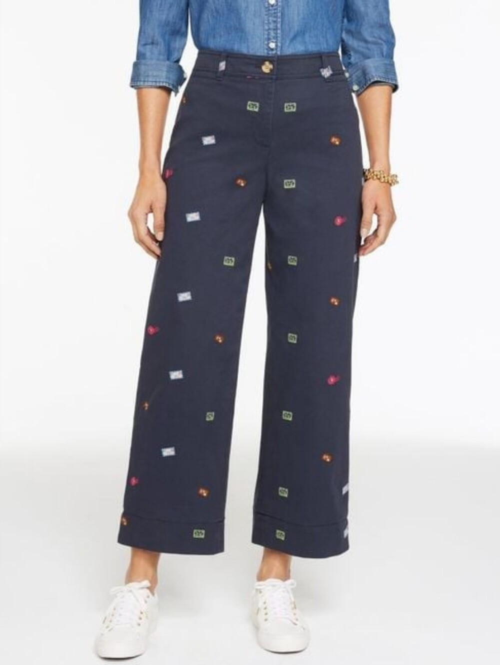 Talbots Heritage Twill Pants Wanderlust Stamps Size 4 NWT